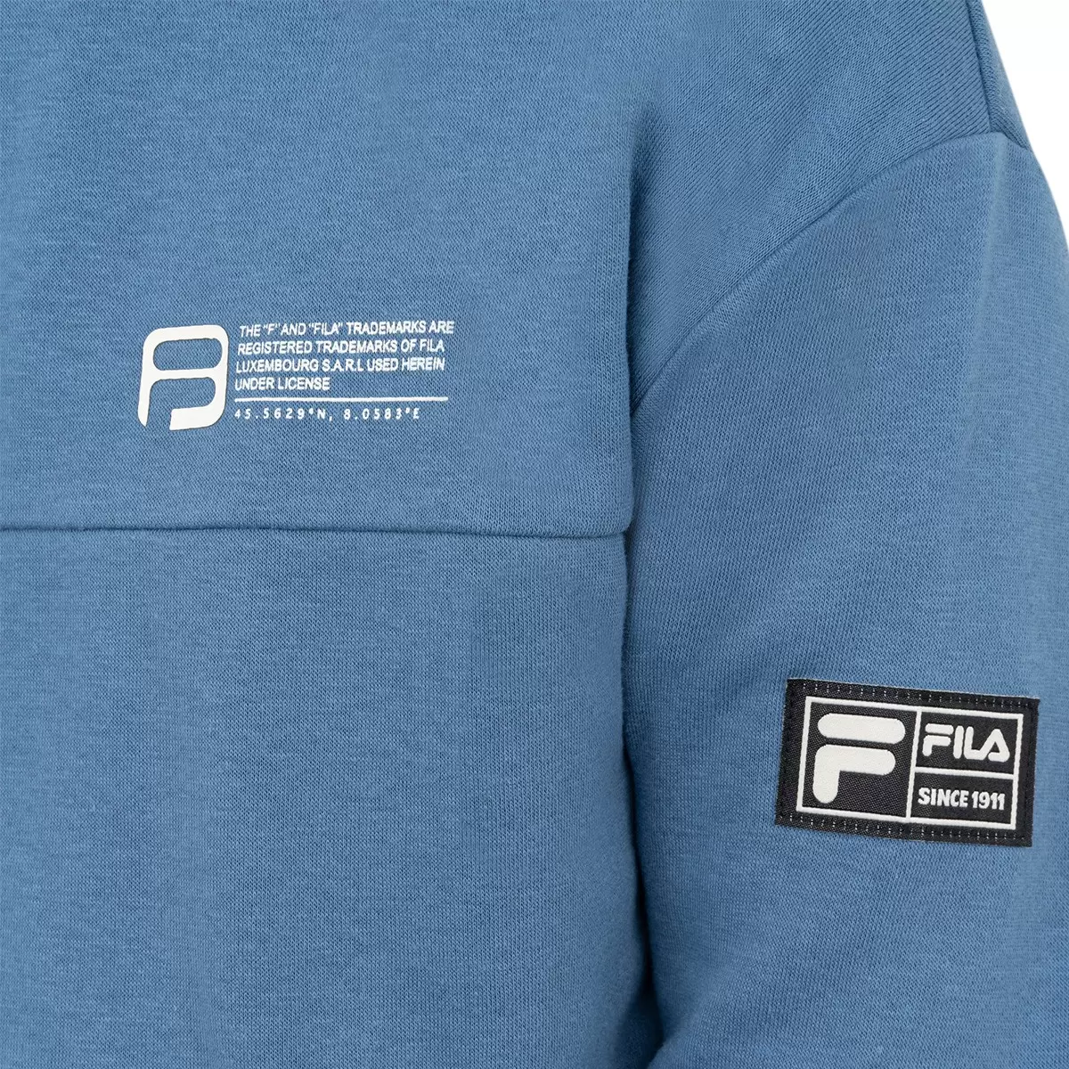 Fila 兒童圓領刷毛長袖上衣 藍 XS