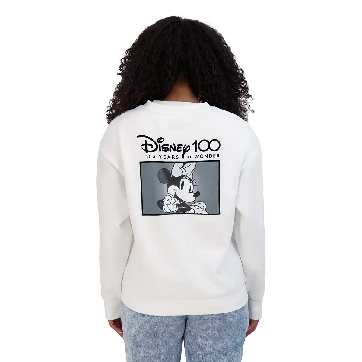 Disney 100周年紀念款女長袖上衣 白 Minnie