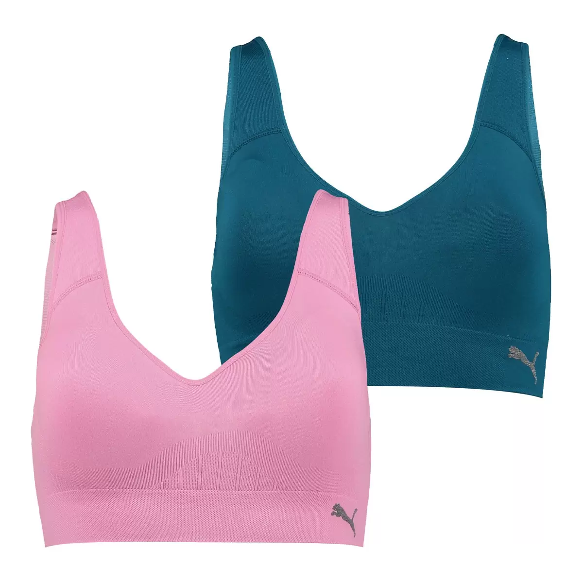Puma 女運動內衣 兩入組 桃粉 & 藍 XL
