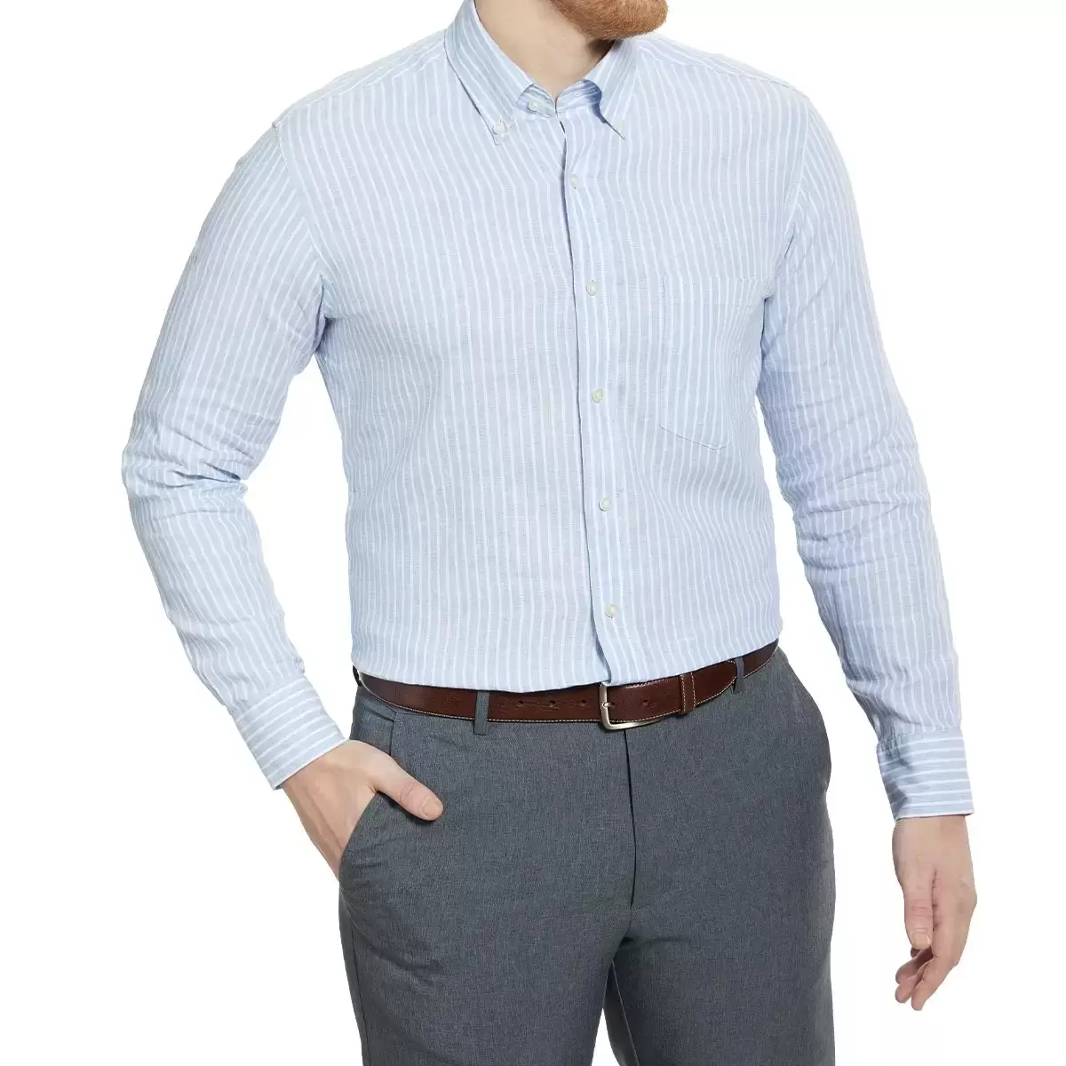 Oxford New York 男長袖亞麻混紡襯衫