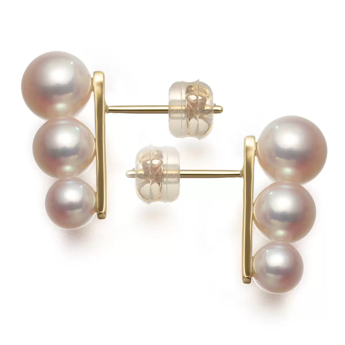 Tokyo Pearl 18K黃K金 4.5公釐-7.0公釐 Akoya珍珠耳環