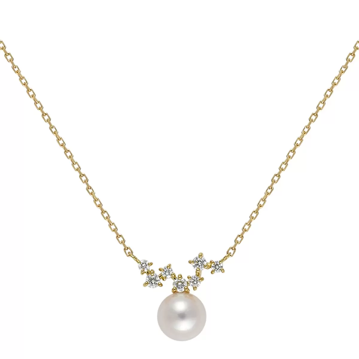 Tokyo Pearl 0.09克拉 18K黃K金 5.5公釐 - 6.0公釐 南海白珍珠項鍊 - 1