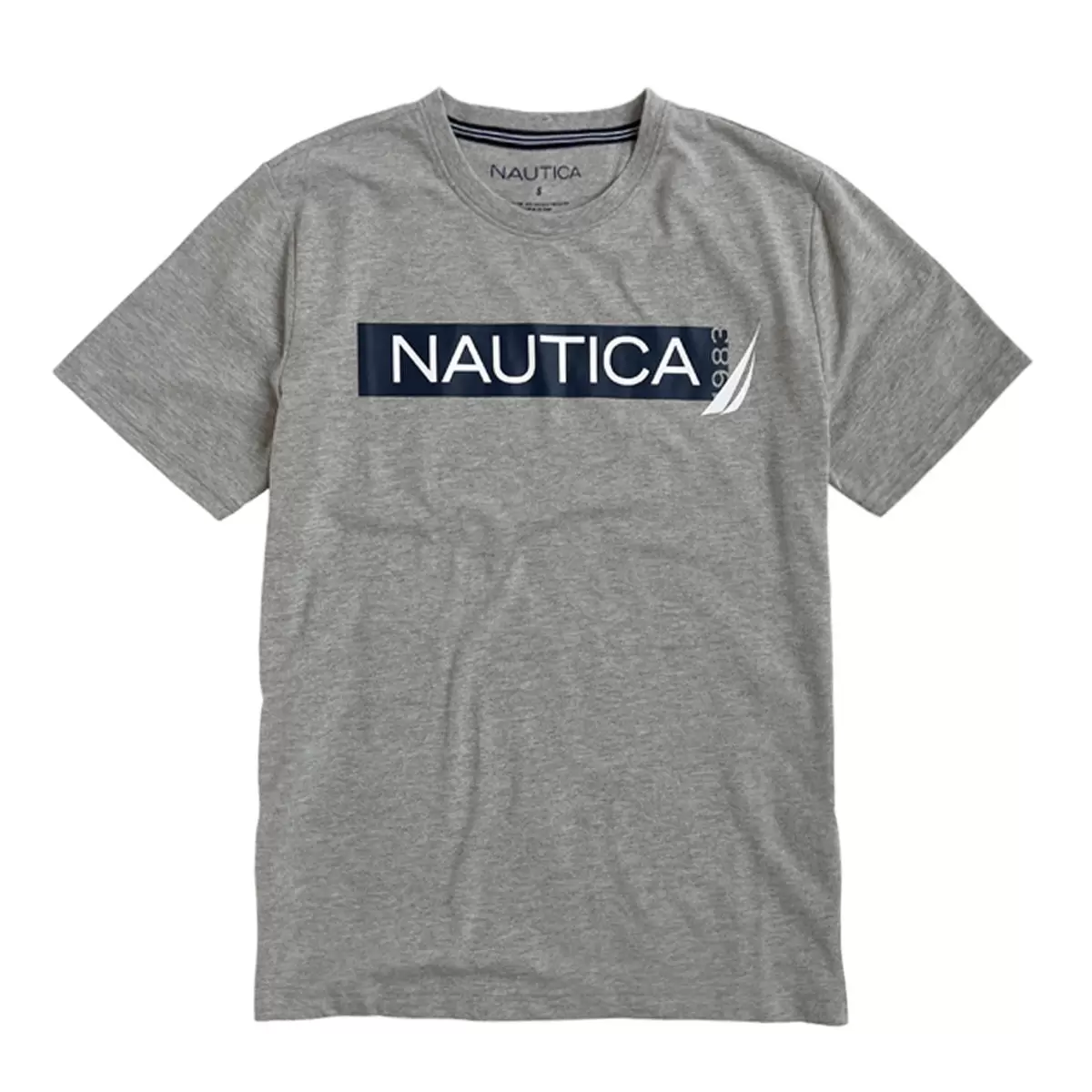 Nautica 男短袖上衣 灰色文字Logo S