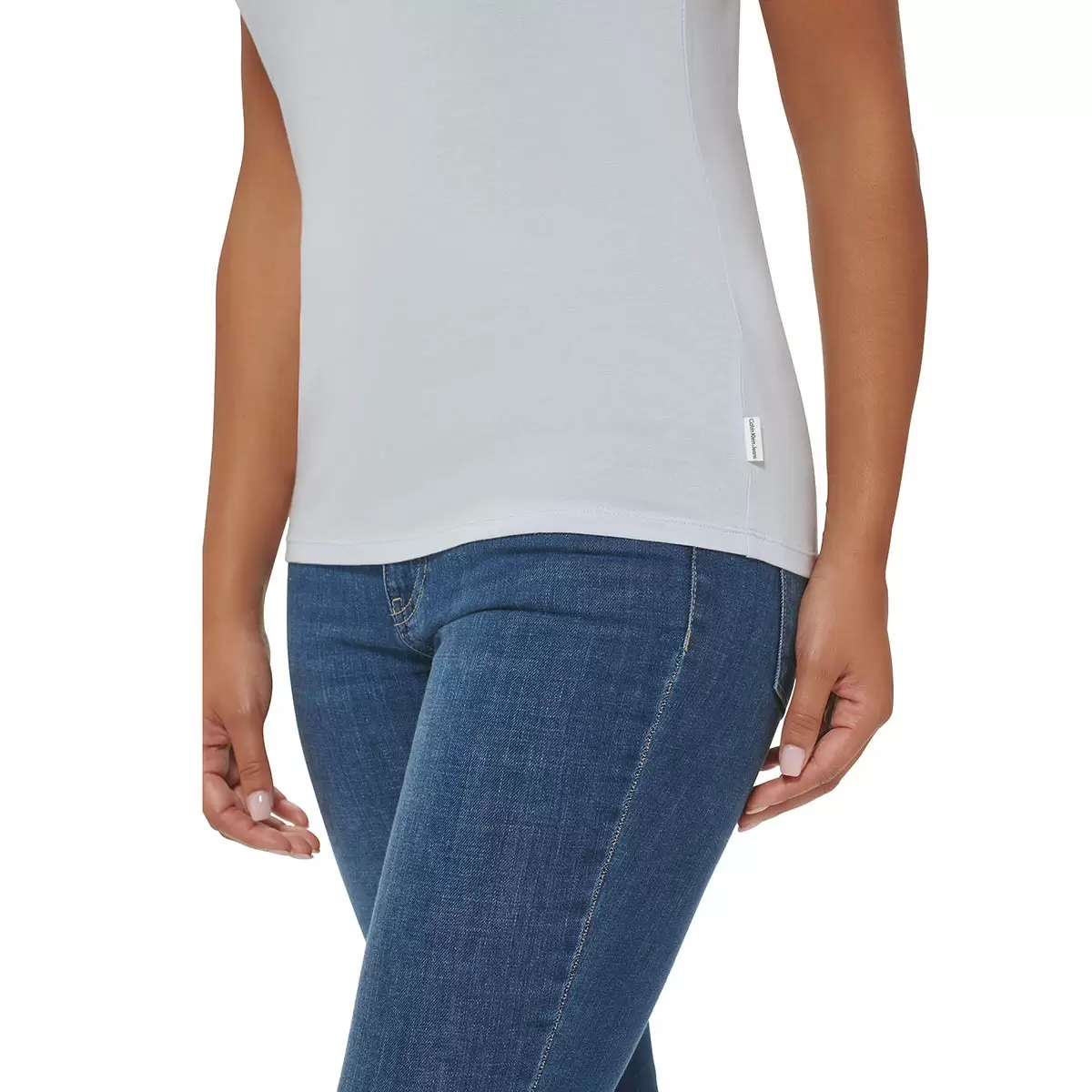 Calvin Klein Jeans 女Logo短袖上衣 淺藍 M
