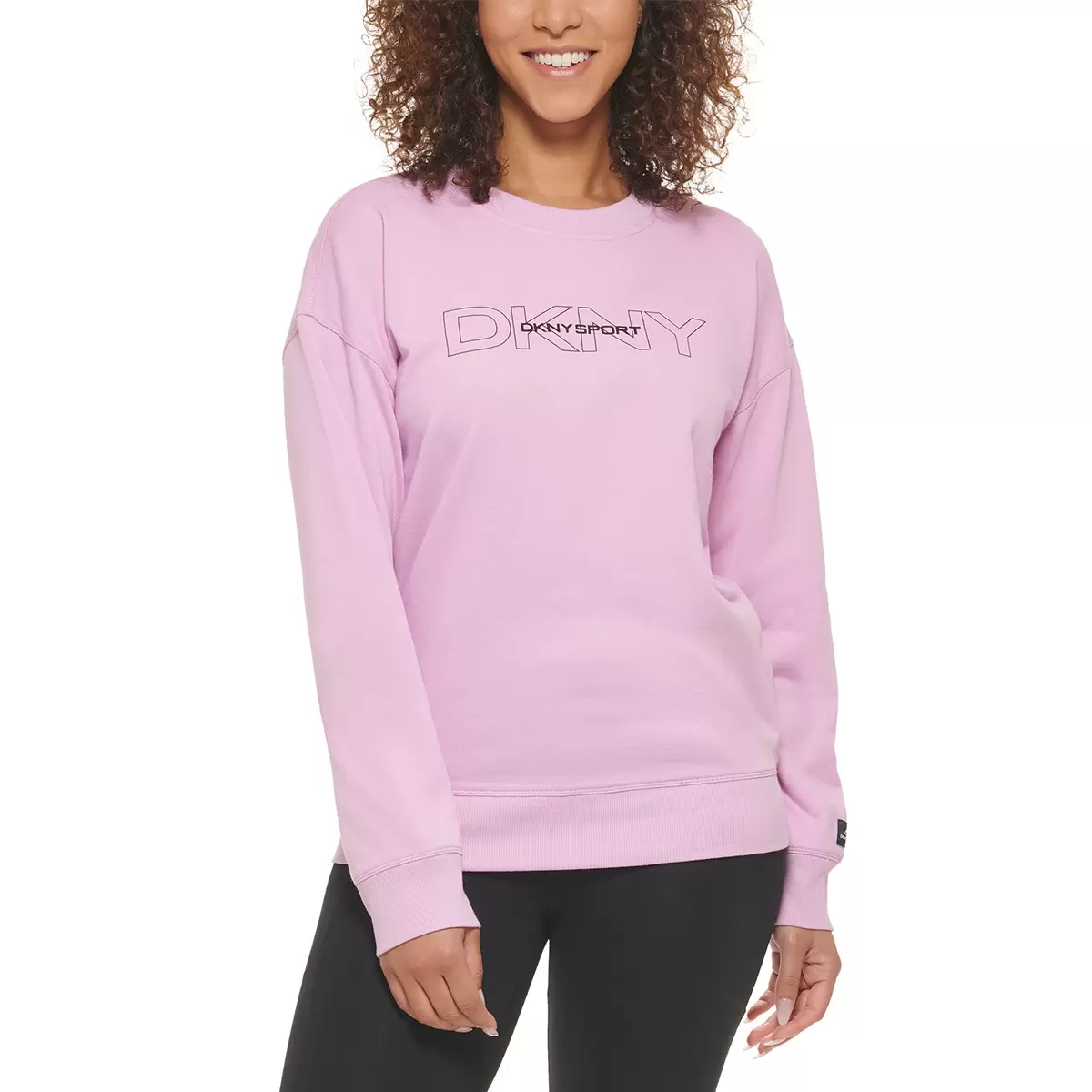 DKNY Sport 女Logo圓領長袖上衣 淺紫 XL