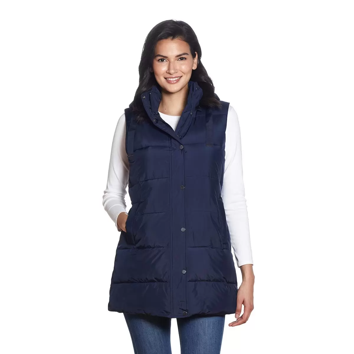 Weatherproof 女長版連帽背心 深藍 M