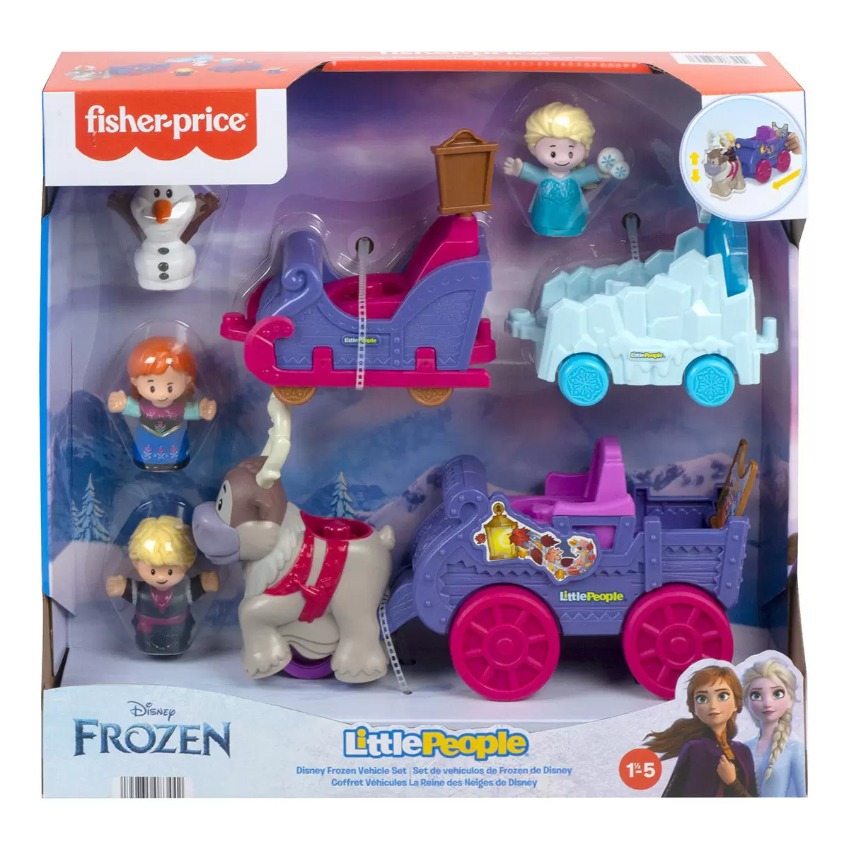 Fisher-Price 卡通人偶玩具車組 冰雪奇緣