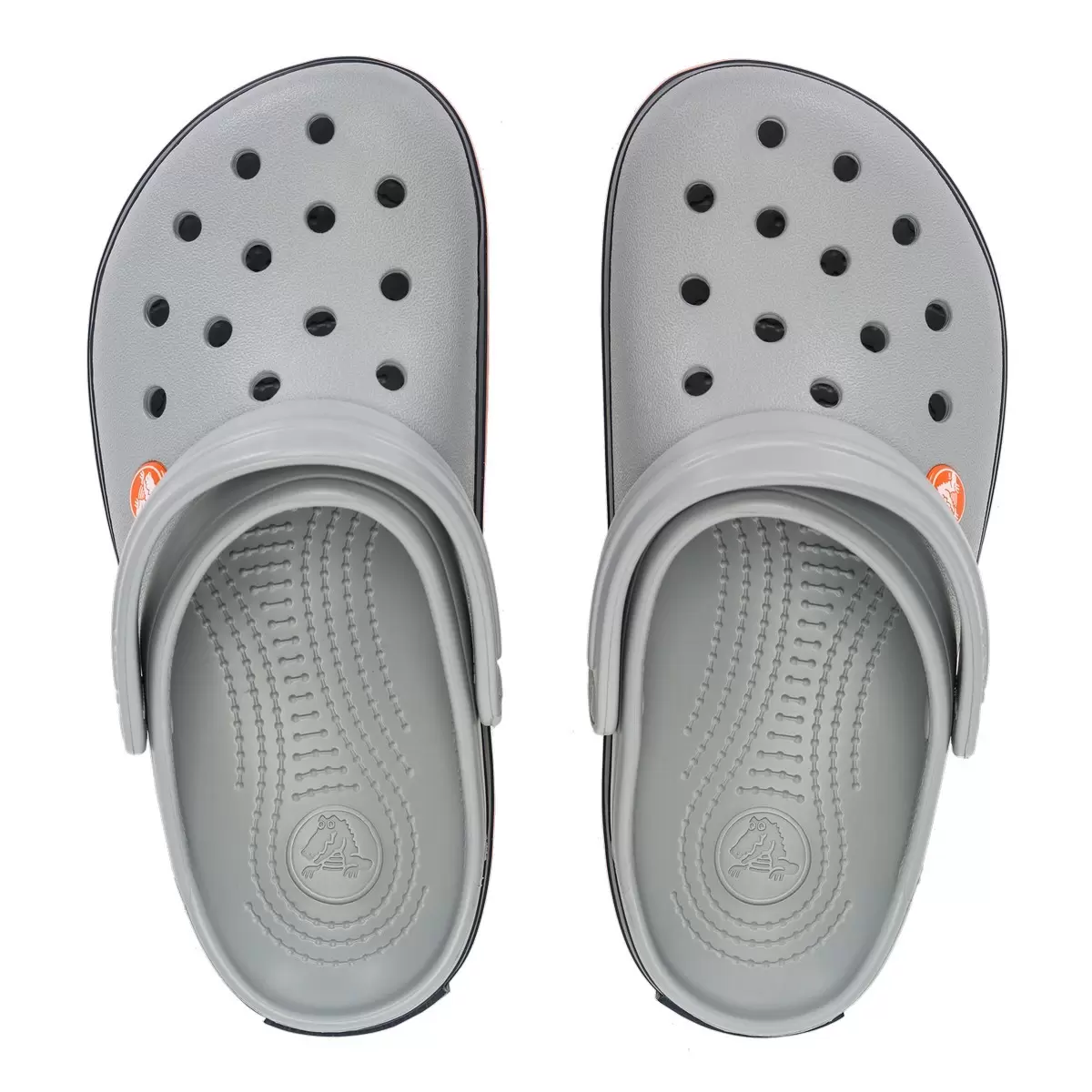 Crocs 中性款涼鞋 灰底橘邊條 US 7