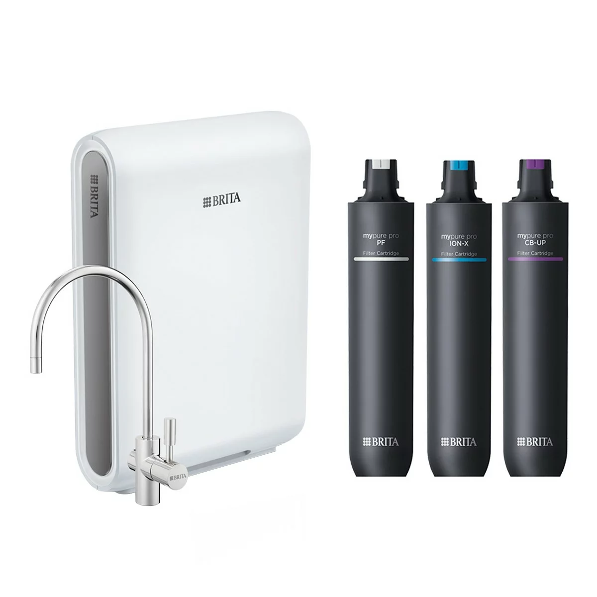 Brita mypure pro X9 超濾櫥下4段濾水系統 含X6濾芯組+鵝頸龍頭 - 1