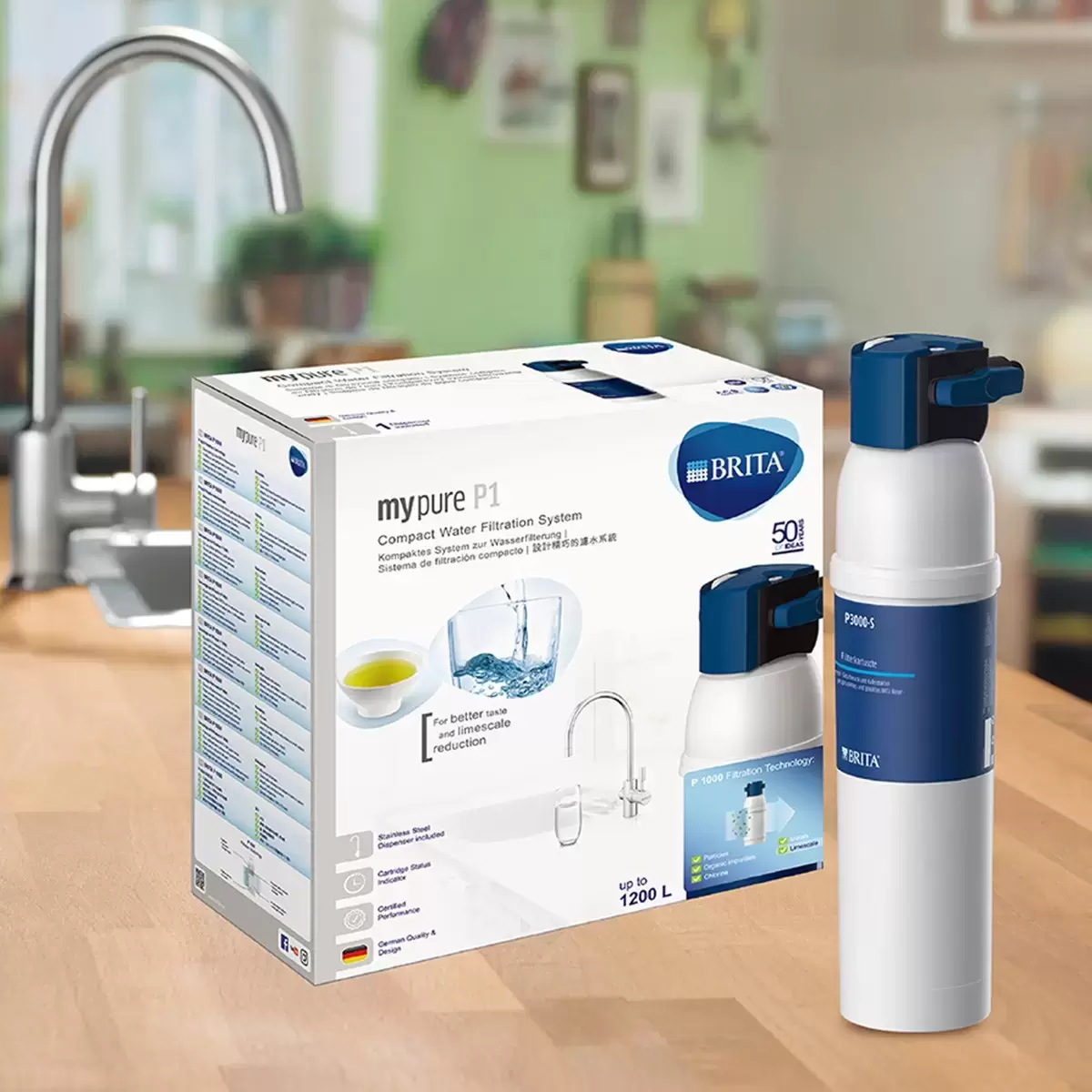 Brita mypure P3000 櫥下型硬水軟化濾水系統 ON LINE LED (含P1000濾芯一入+P3000 濾芯一入)