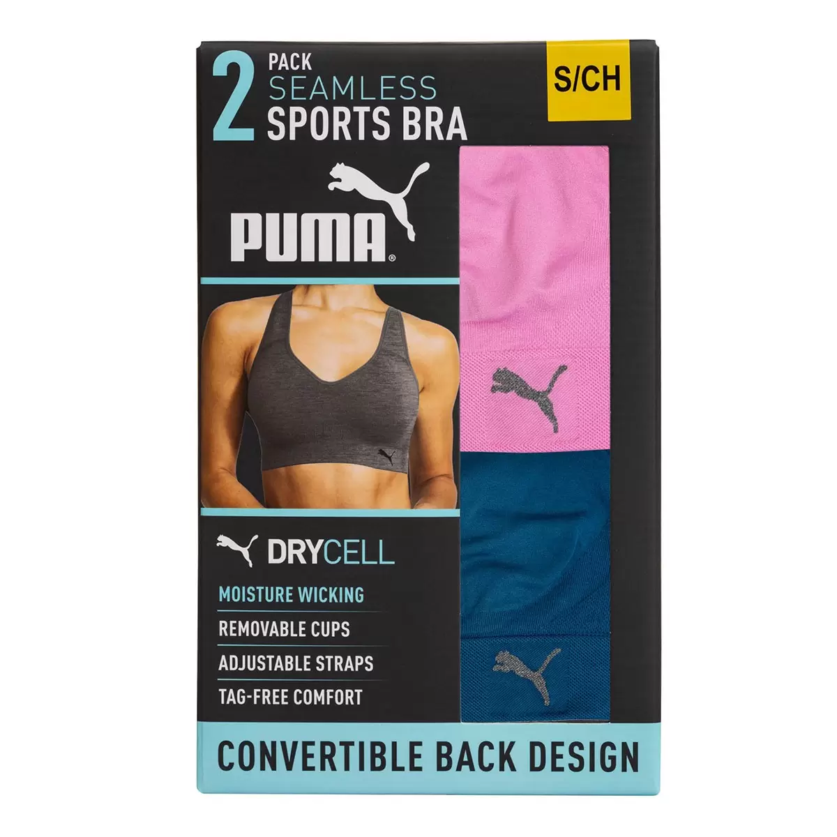 Puma 女運動內衣 兩入組 桃粉 & 藍 L