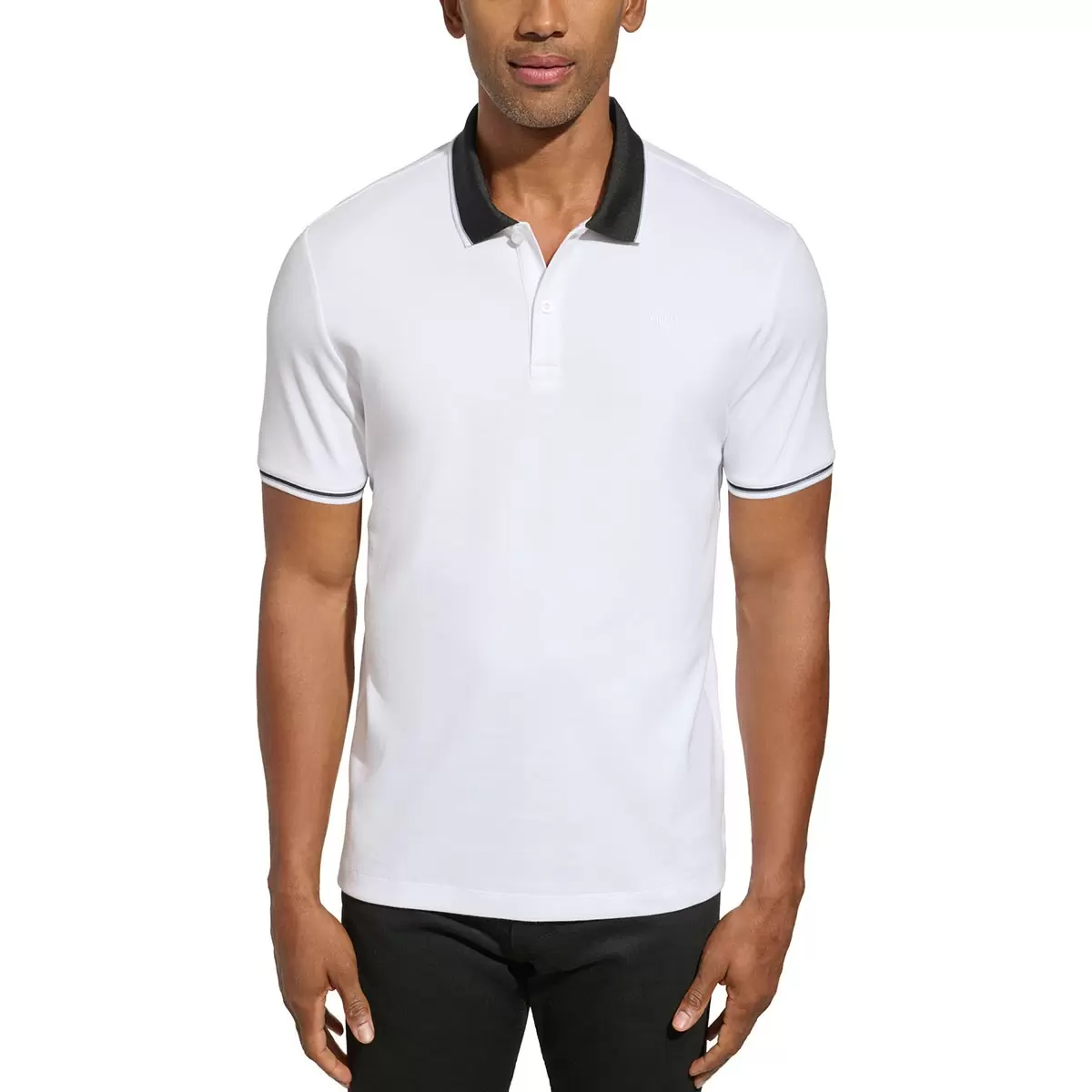DKNY 男短袖Polo衫 白 M