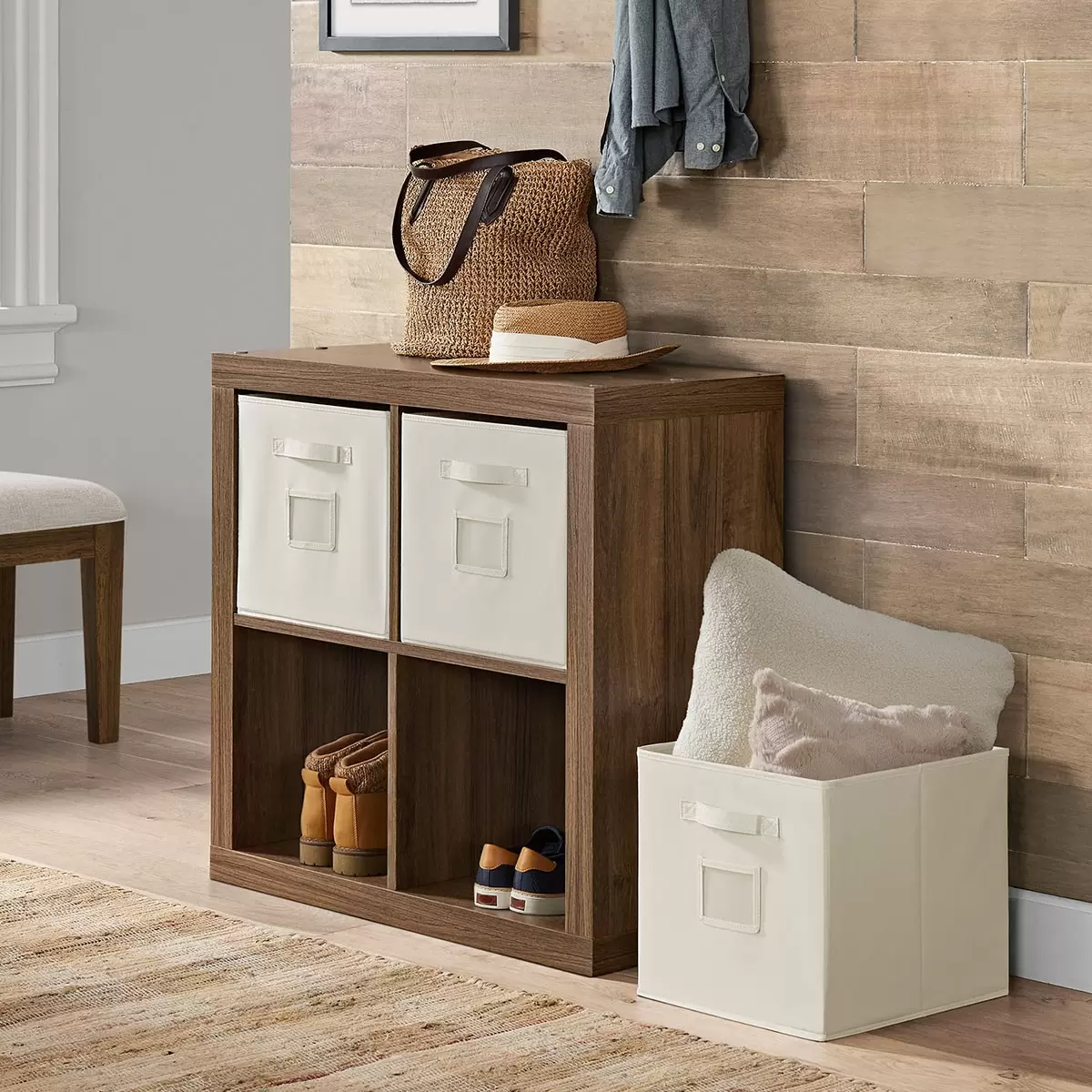 Bayside Furnishings 四格櫃2入 附8個儲物籃