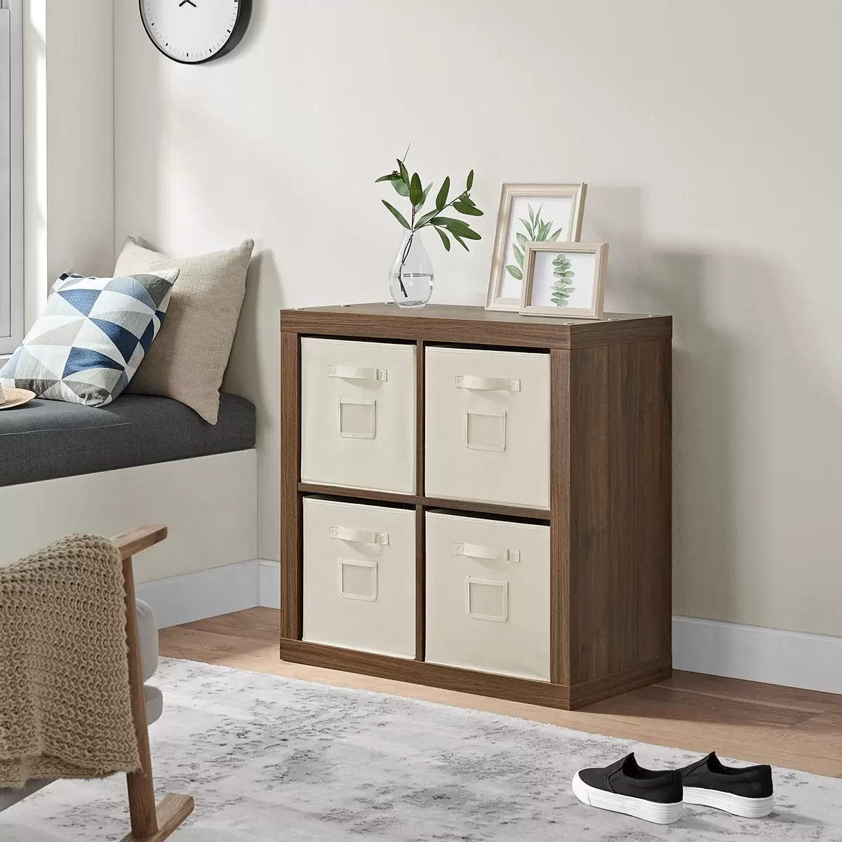 Bayside Furnishings 四格櫃2入 附8個儲物籃