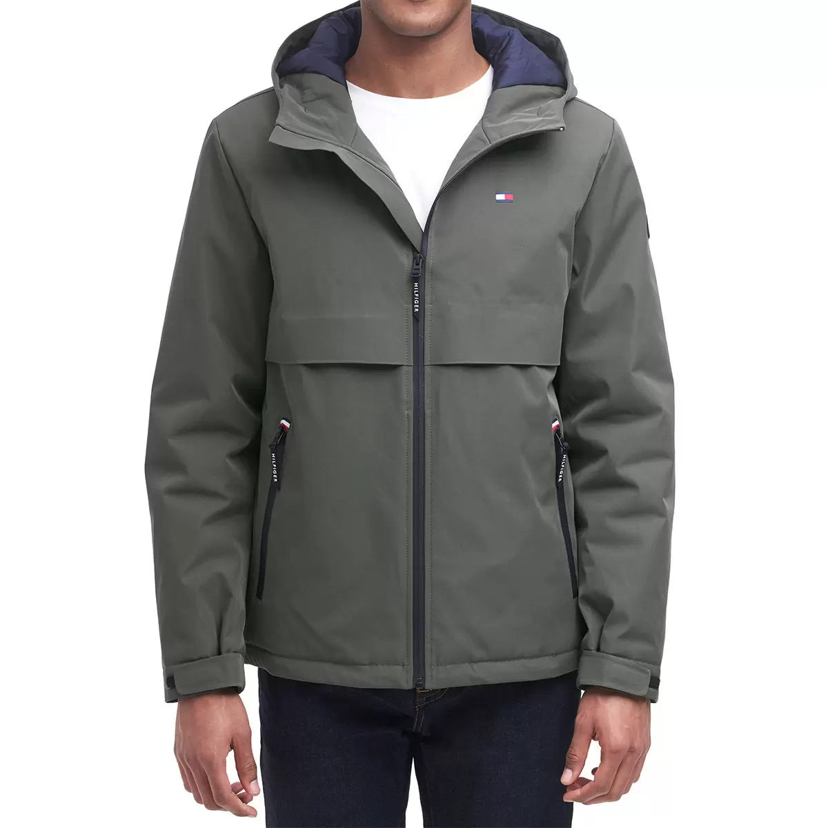 Tommy Hilfiger 男防風防潑水連帽外套 綠 XL