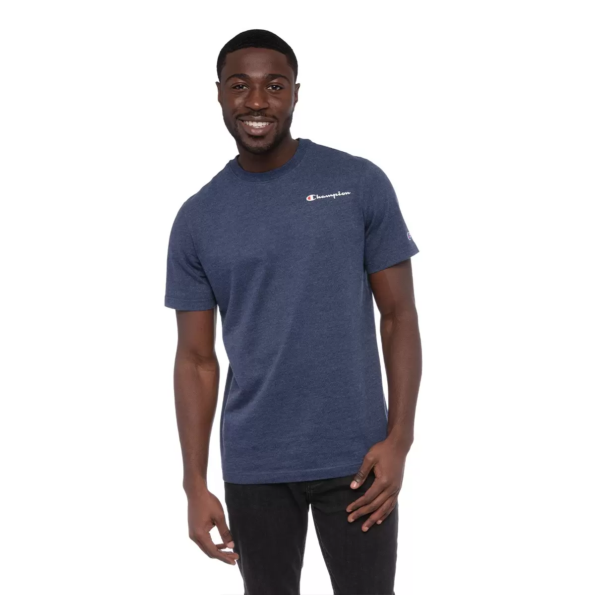 Champion 男磨毛短袖上衣 深藍 S