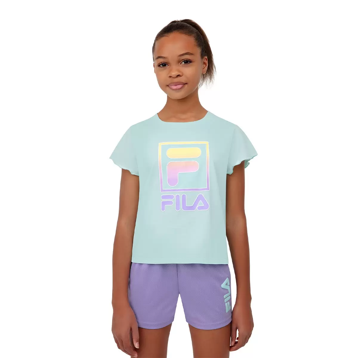Fila 兒童上衣短褲兩件組 紫
