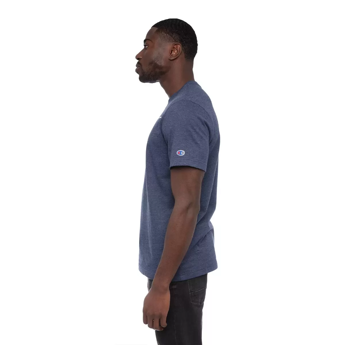 Champion 男磨毛短袖上衣 深藍 S
