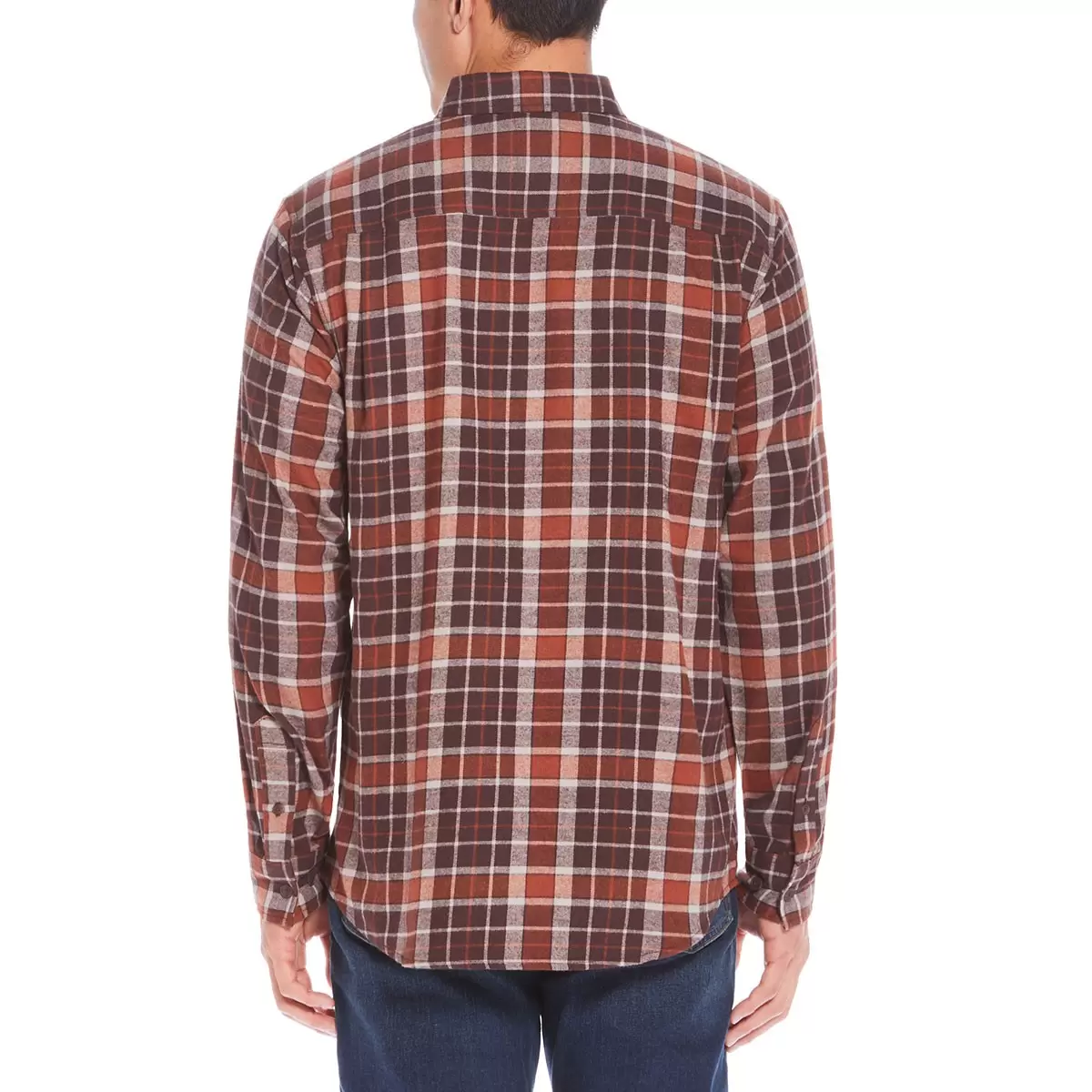 Weatherproof Vintage 男法蘭絨長袖襯衫 棕紅格紋