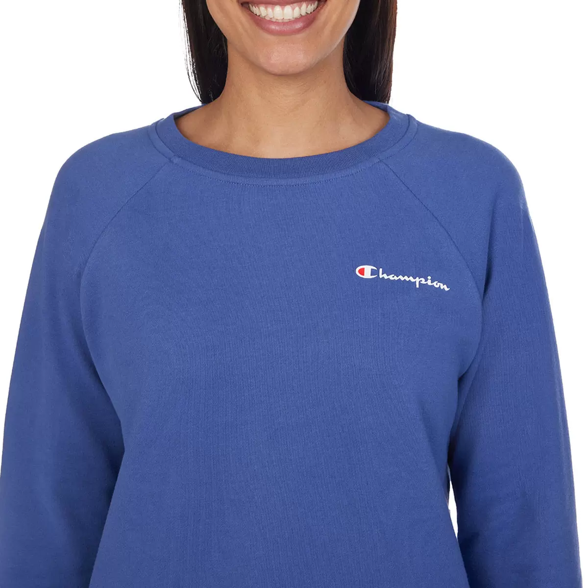 Champion 女圓領長袖上衣 藍 M