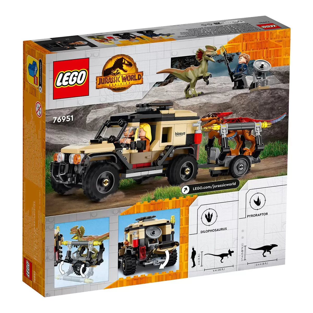 LEGO 侏儸紀世界 Pyroraptor & Dilophosaurus Transport 76951