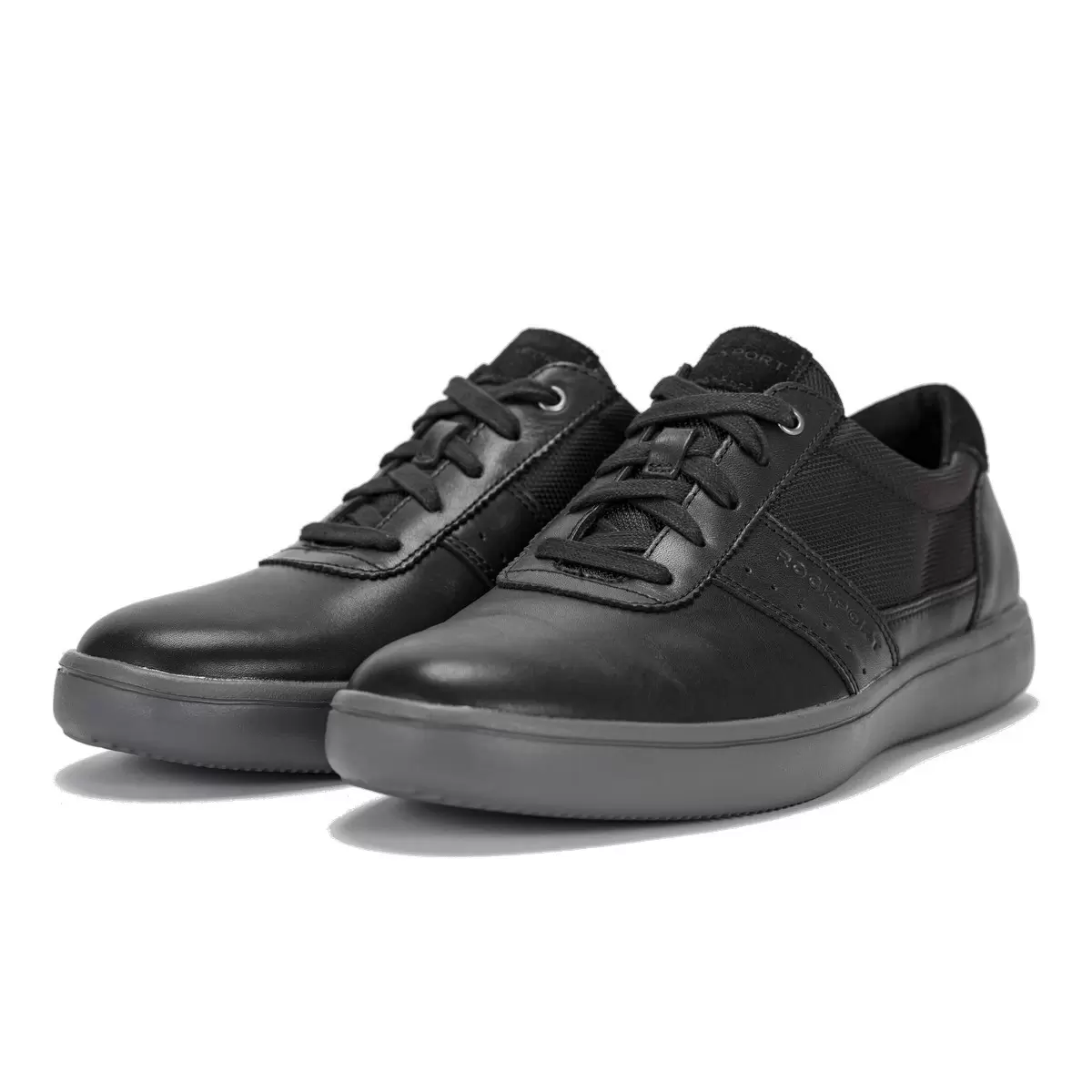 Rockport 男皮革休閒鞋 黑 US 9.5