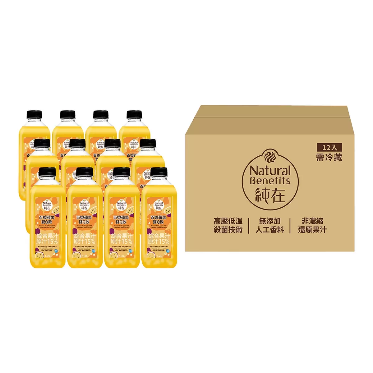 純在 百香蘋果雙Q飲 1.2公升 X 12入 - 1