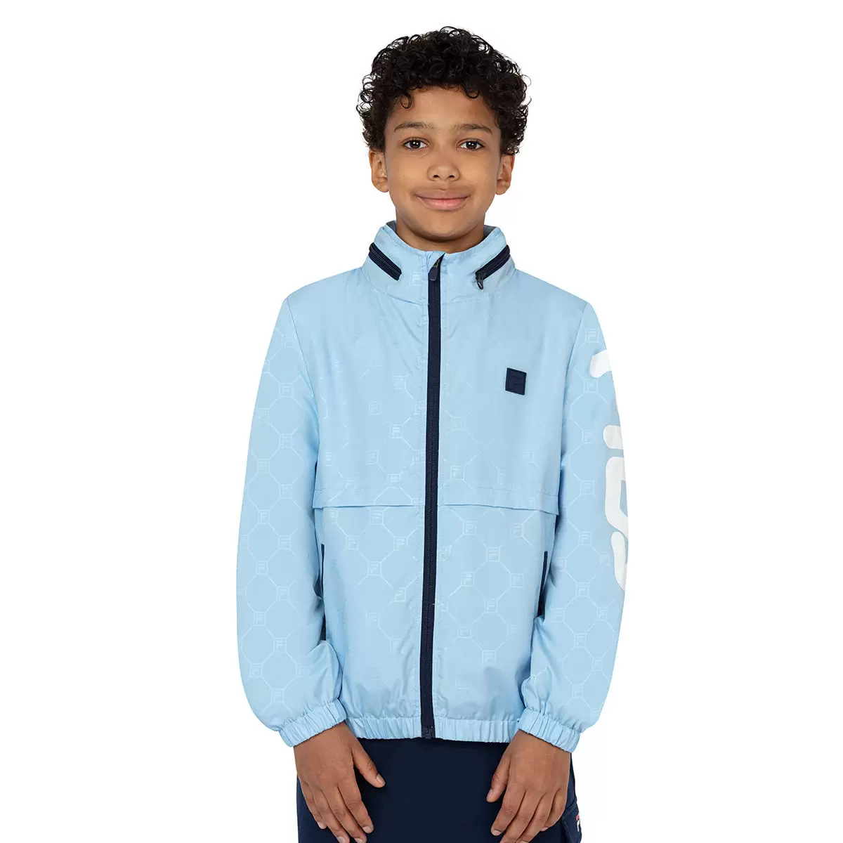 Fila 兒童連帽防風外套 淺藍 M