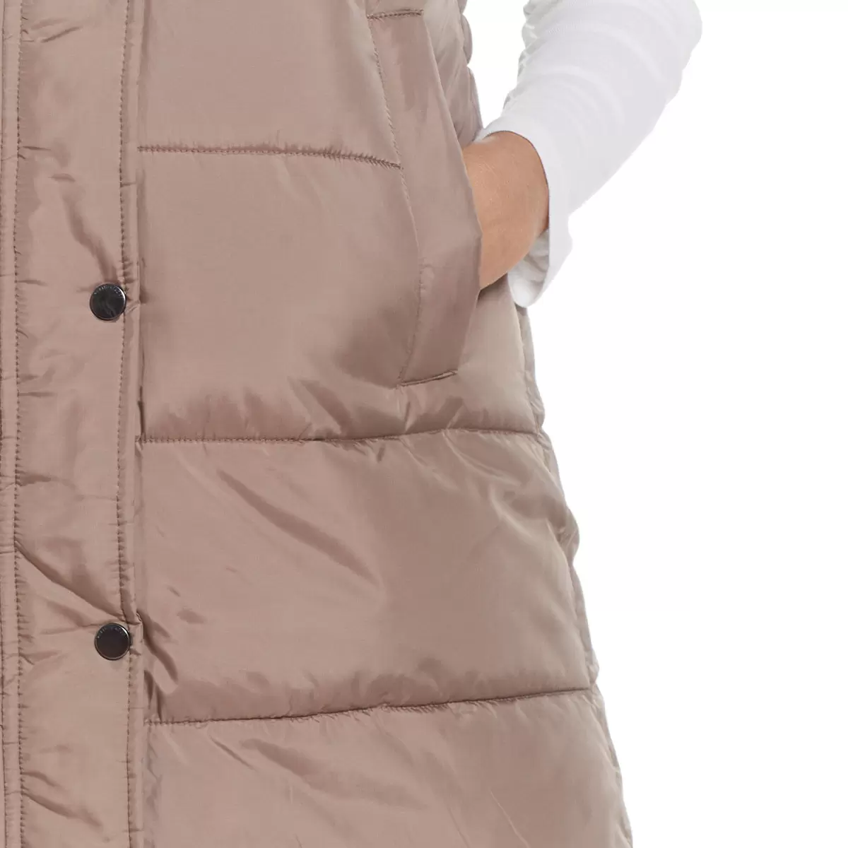 Weatherproof 女長版連帽背心 棕 M