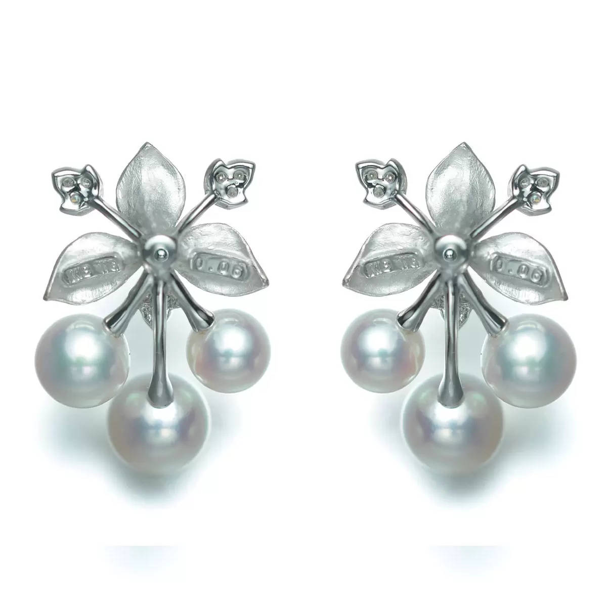 Tokyo Pearl 0.12克拉 18K白K金 5.0公釐 - 6.5公釐 Akoya珍珠鑽石耳環