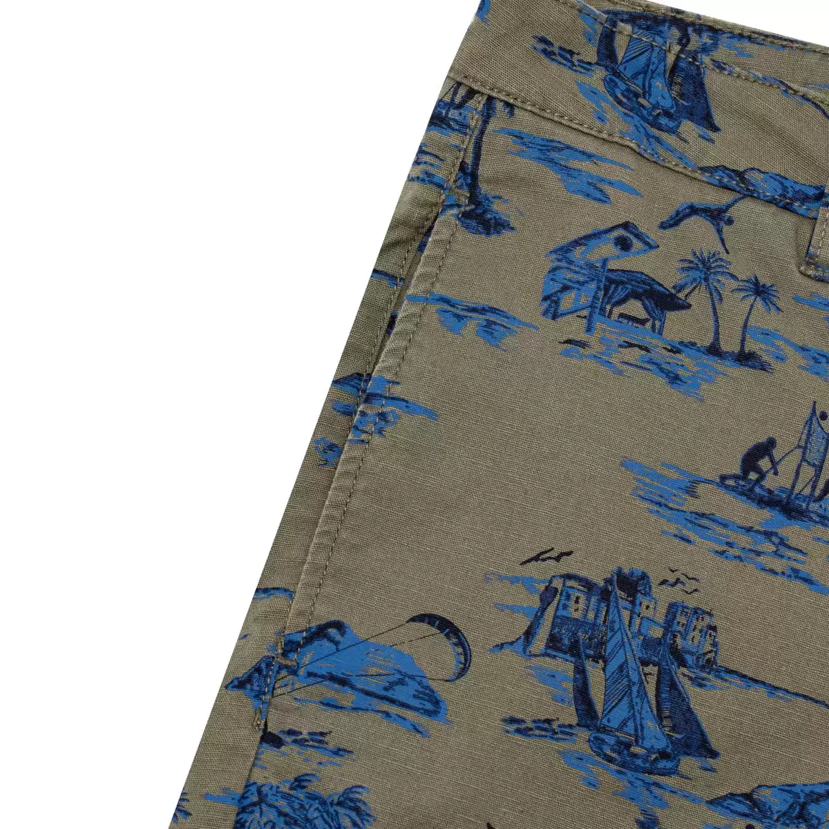 Tailor Vintage 男休閒棉麻短褲 深綠