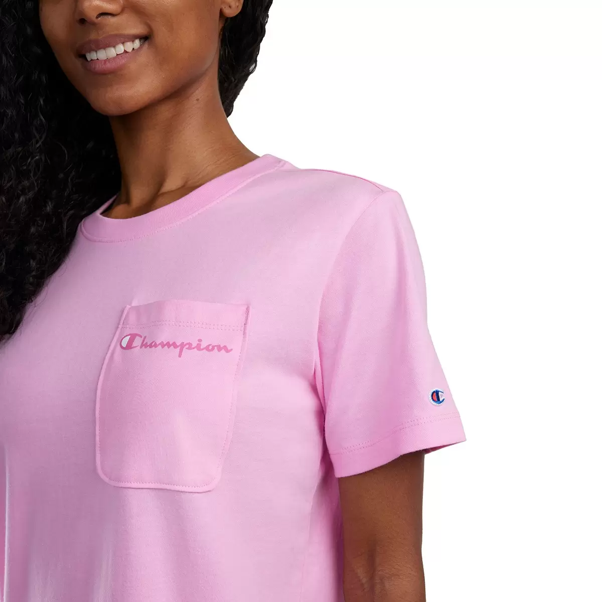 Champion 女短袖上衣 粉紫 XL