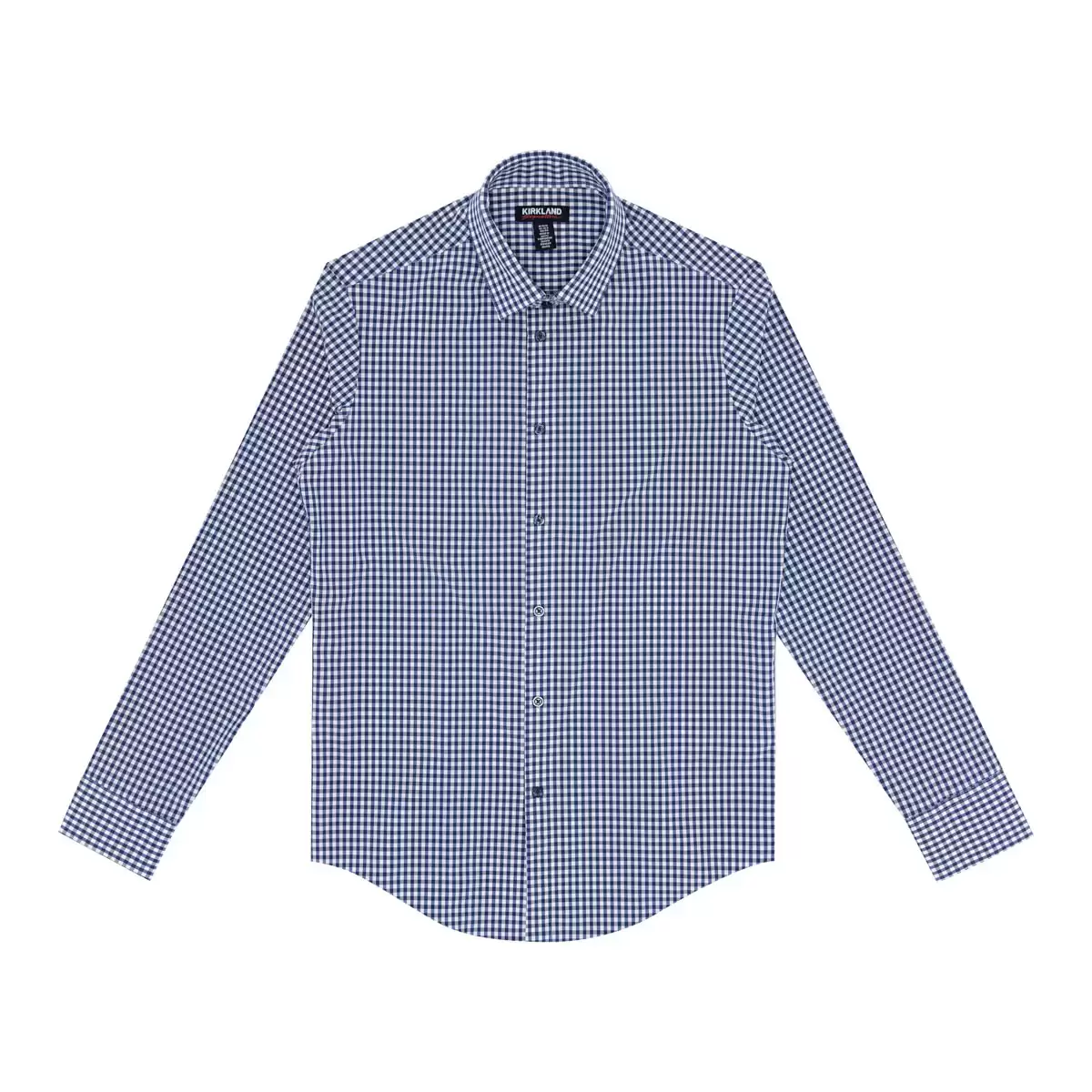 Kirkland Signature 科克蘭 男長袖彈性涼感免燙襯衫 深灰格紋 領圍 16/16.5吋 X 袖長 32/33吋