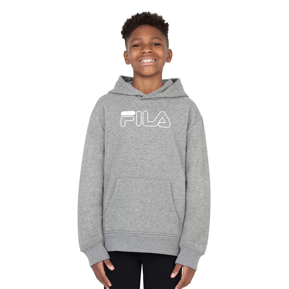 Fila 兒童連帽刷毛上衣 灰 XS