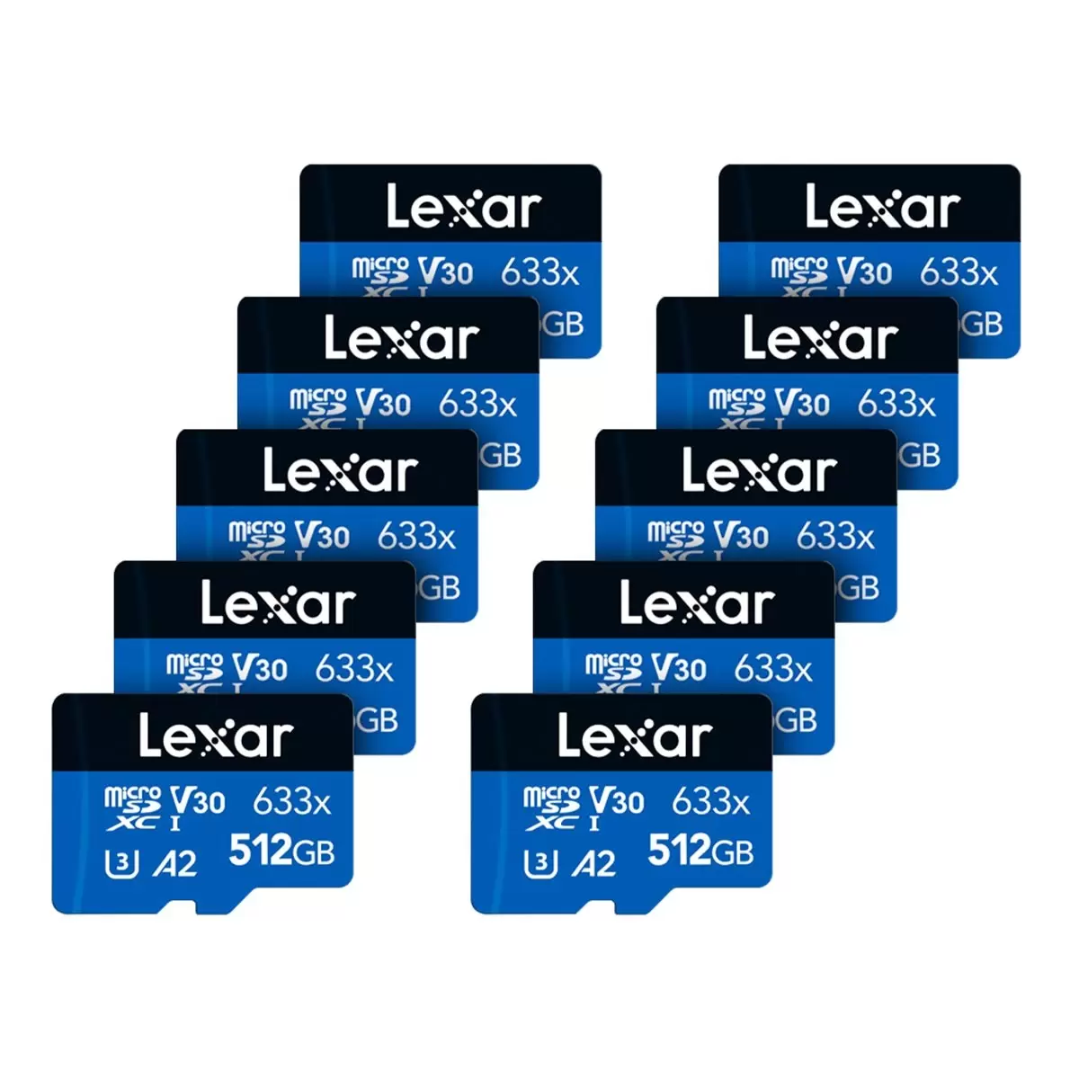 Lexar 雷克沙 High-Performance 633x 512GB microSDXC UHS-I 記憶卡含SD轉接卡 10入組