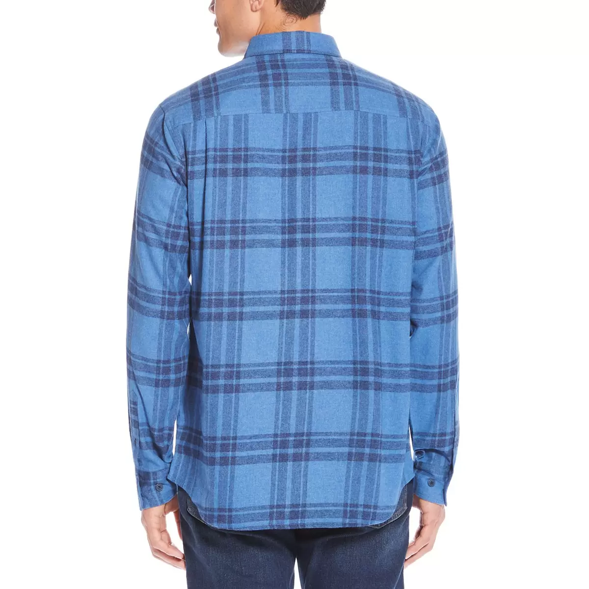 Weatherproof Vintage 男法蘭絨長袖襯衫 藍色格紋 S