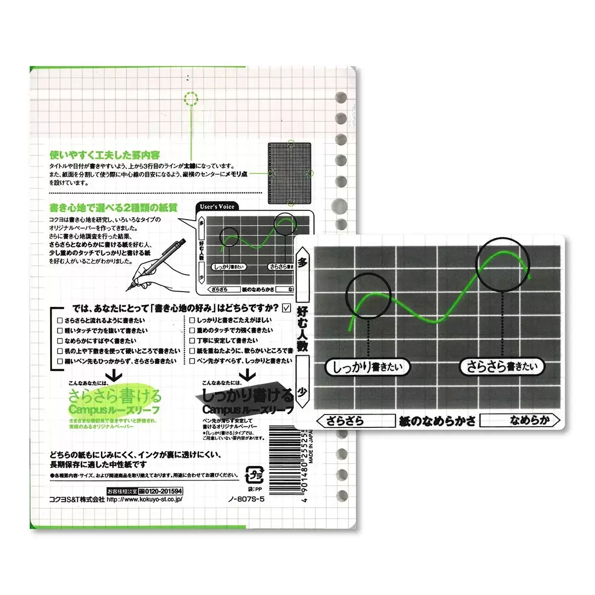 KOKUYO Campus A5 20孔方格活頁紙 60張 X 5組