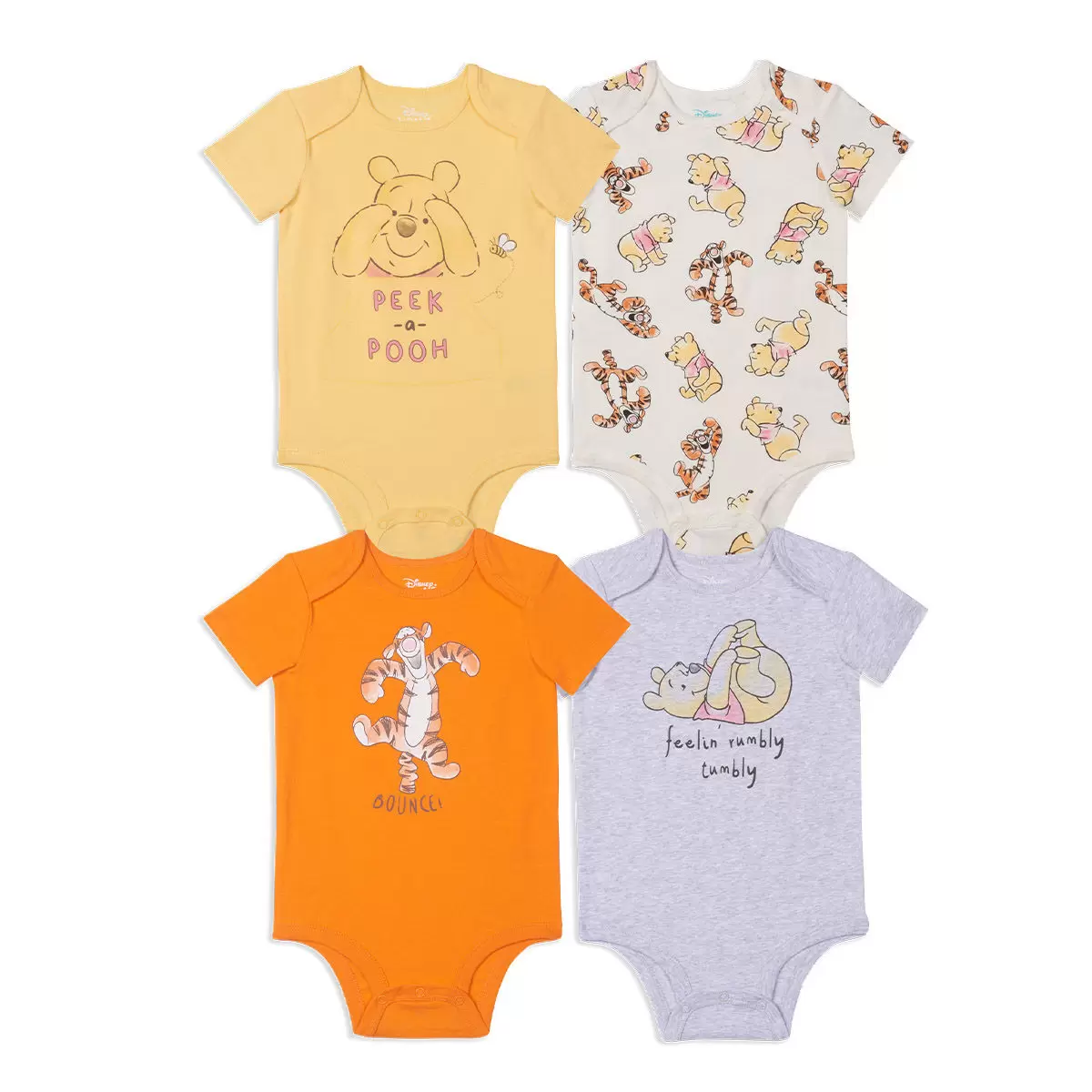 Grow With Me 嬰兒卡通人物包屁衣四件組 Winnie the Pooh 18M