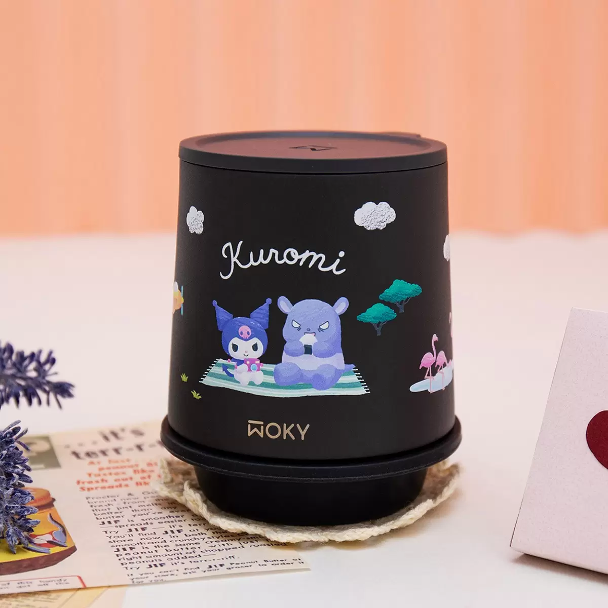 WOKY 沃廚 吸管隨行杯 600毫升 灰墨 / 三麗鷗 咖啡保溫杯250毫升 酷洛米 - 2