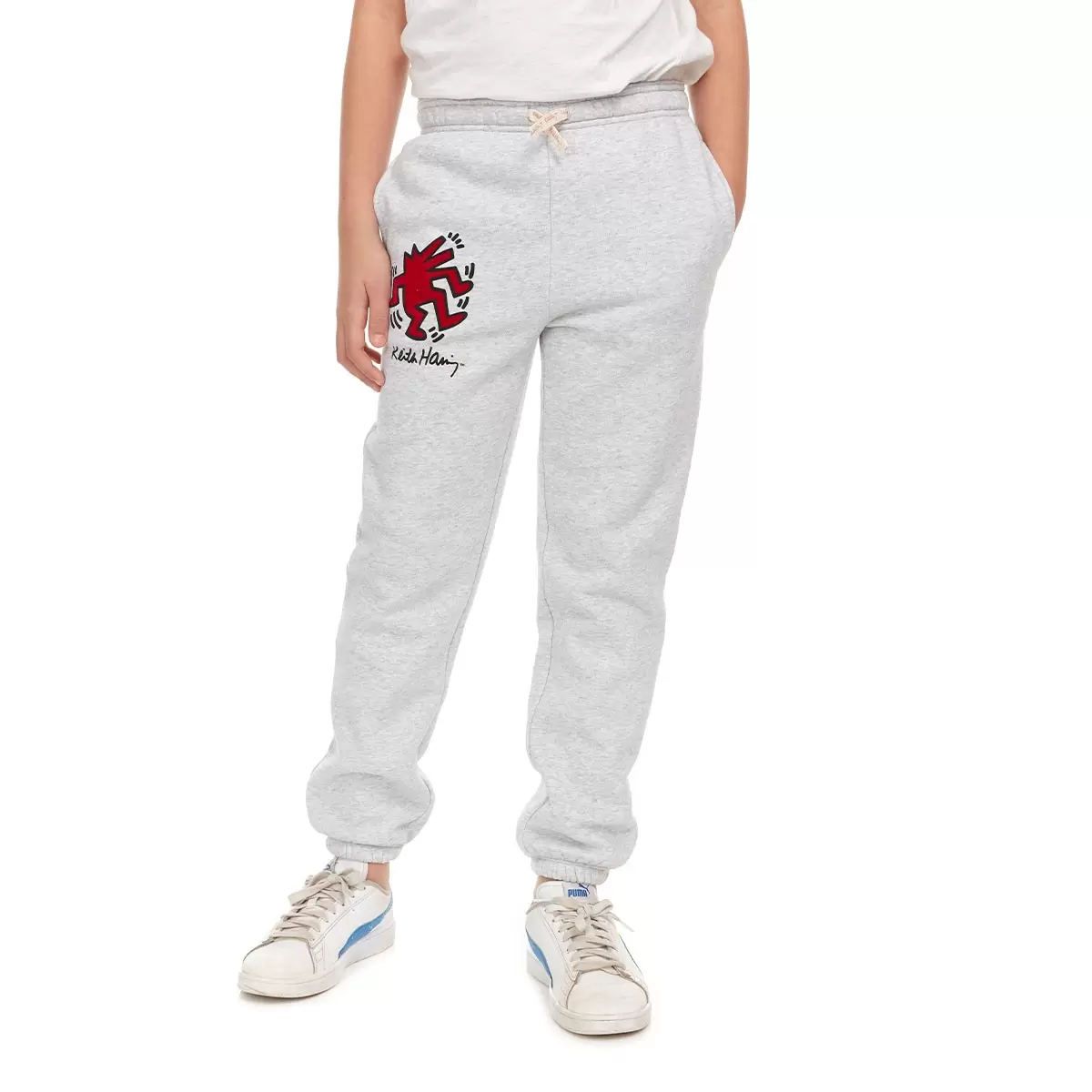 Keith Haring 兒童印花束口褲 灰狗狗 S