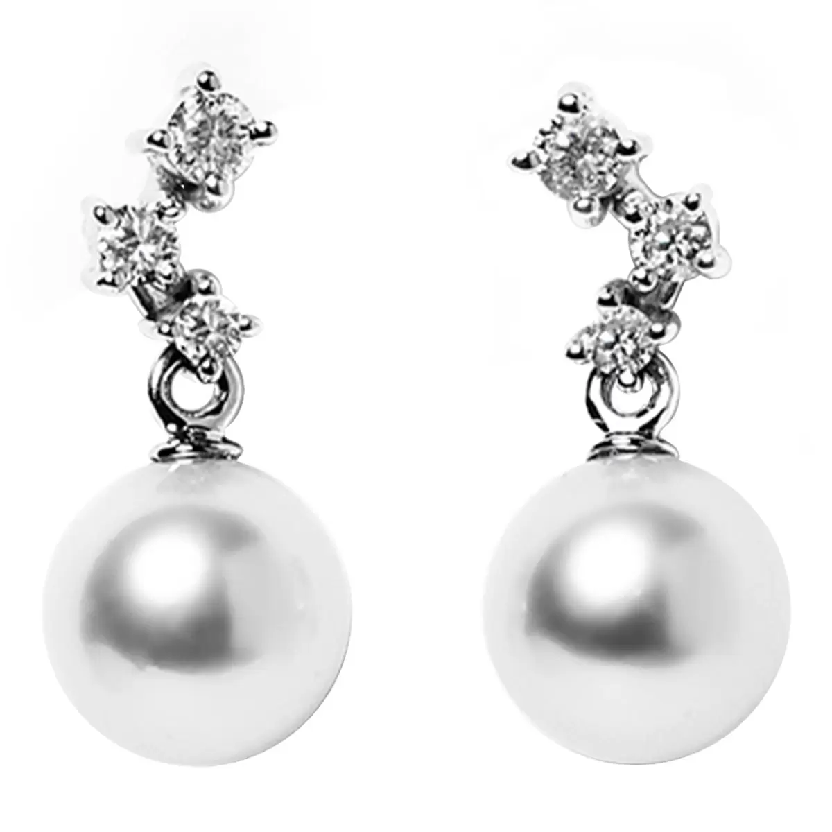 Tokyo Pearl 18K白K金 6.5公釐 - 7.0公釐 Akoya 珍珠耳環