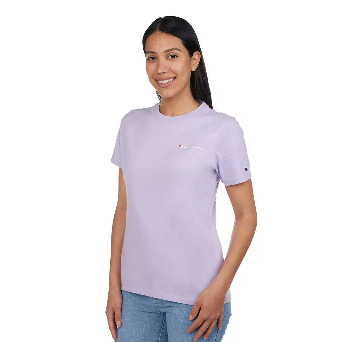 Champion 女Logo純棉圓領短袖上衣 紫 S