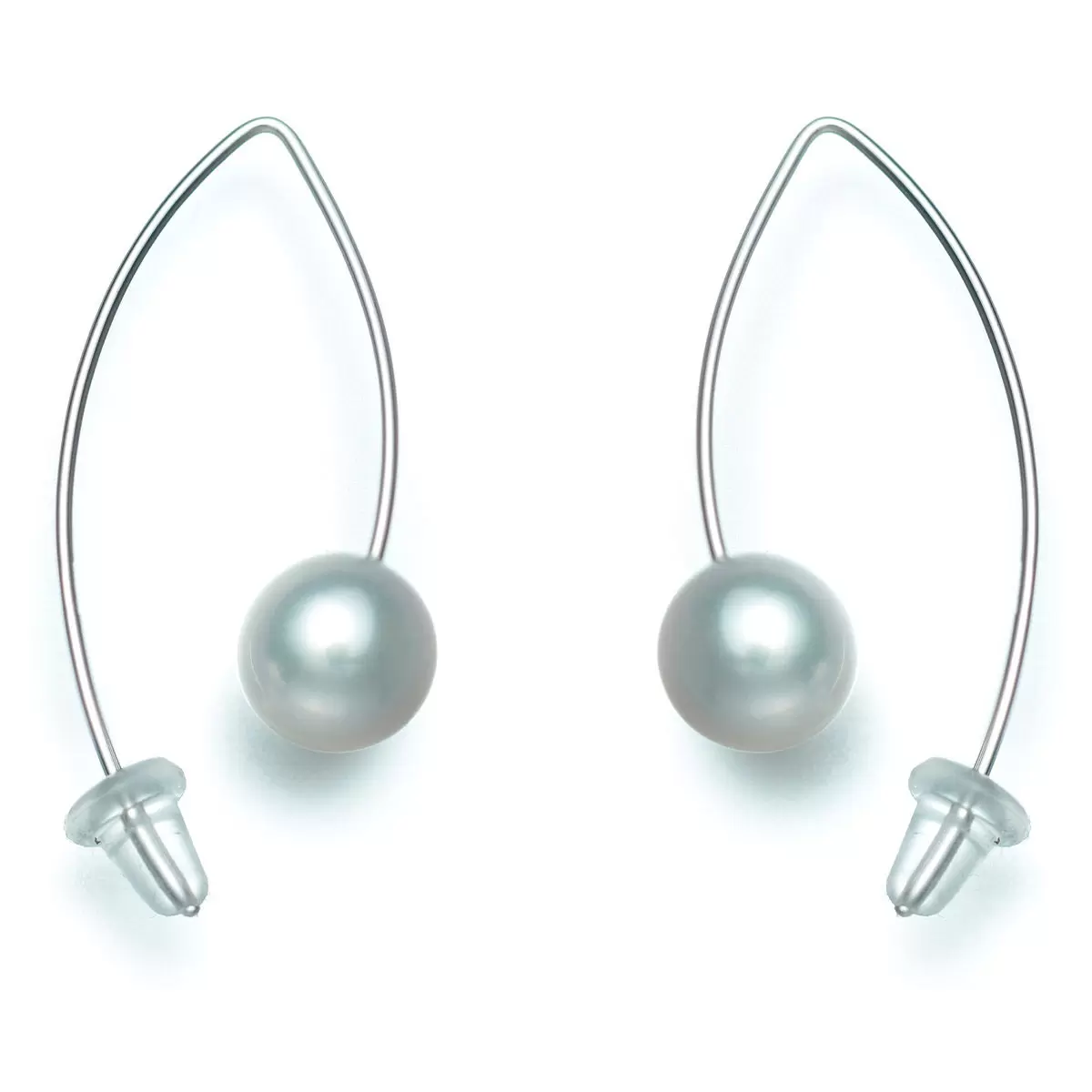 Tokyo Pearl 18K白K金 7.5公釐 - 8.0公釐 Akoya珍珠耳環