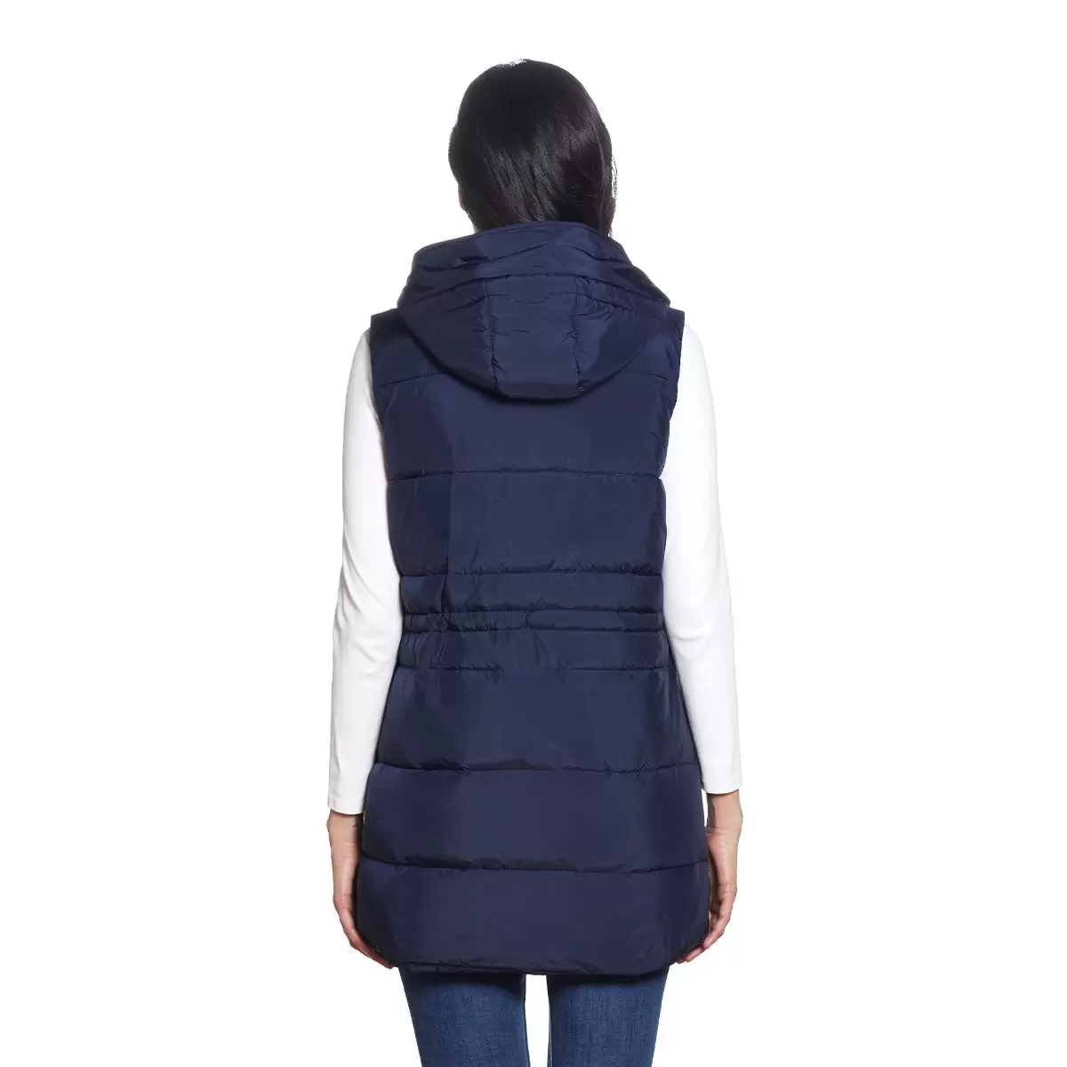 Weatherproof 女長版連帽背心 深藍 M