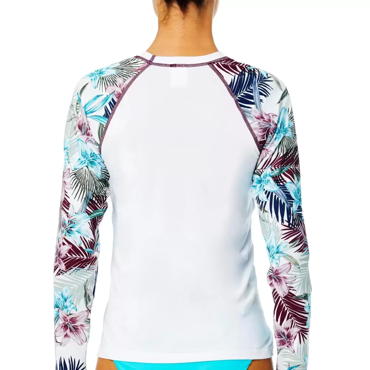 Hurley 女長袖防磨衣 白底花圖騰 M
