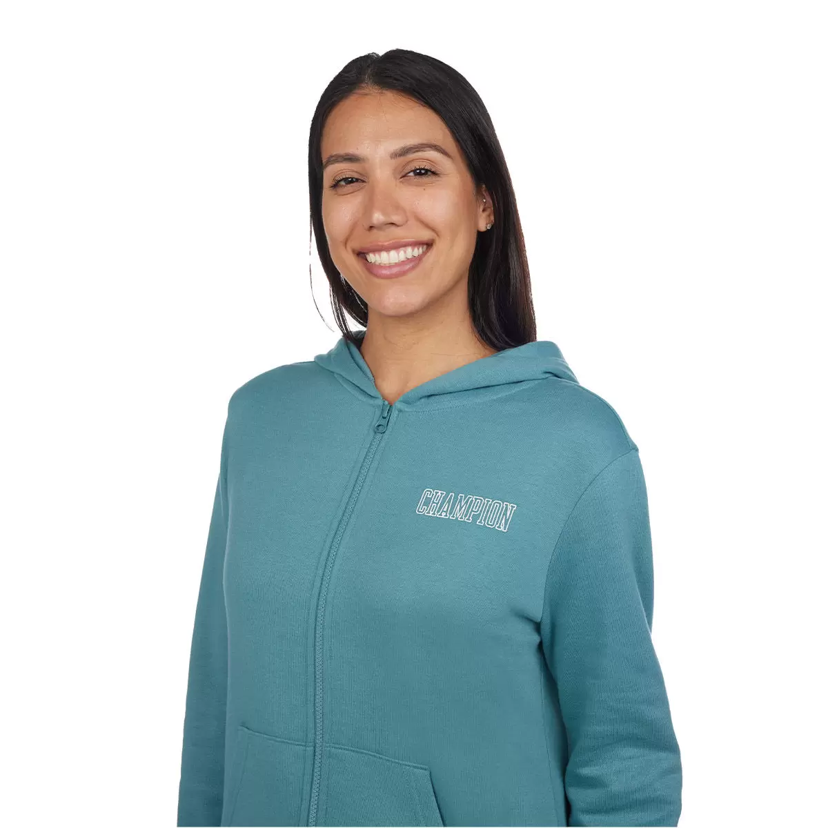 Champion 女拉鍊連帽外套 綠 S