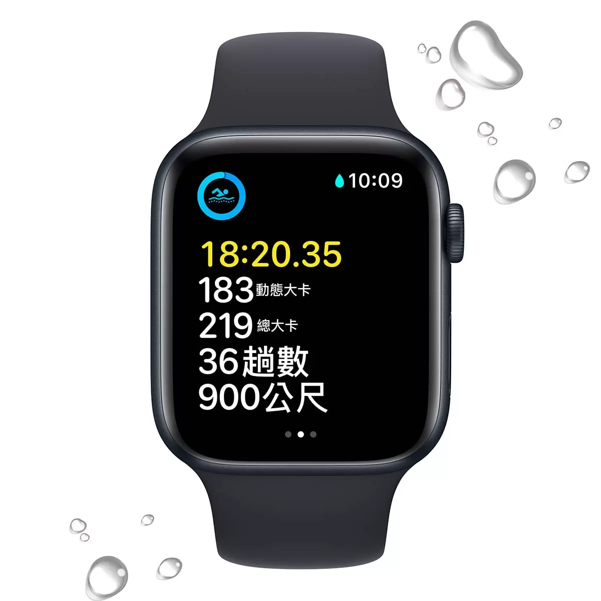 Apple Watch SE (GPS) 44公釐午夜色鋁金屬錶殼 午夜色運動型錶帶