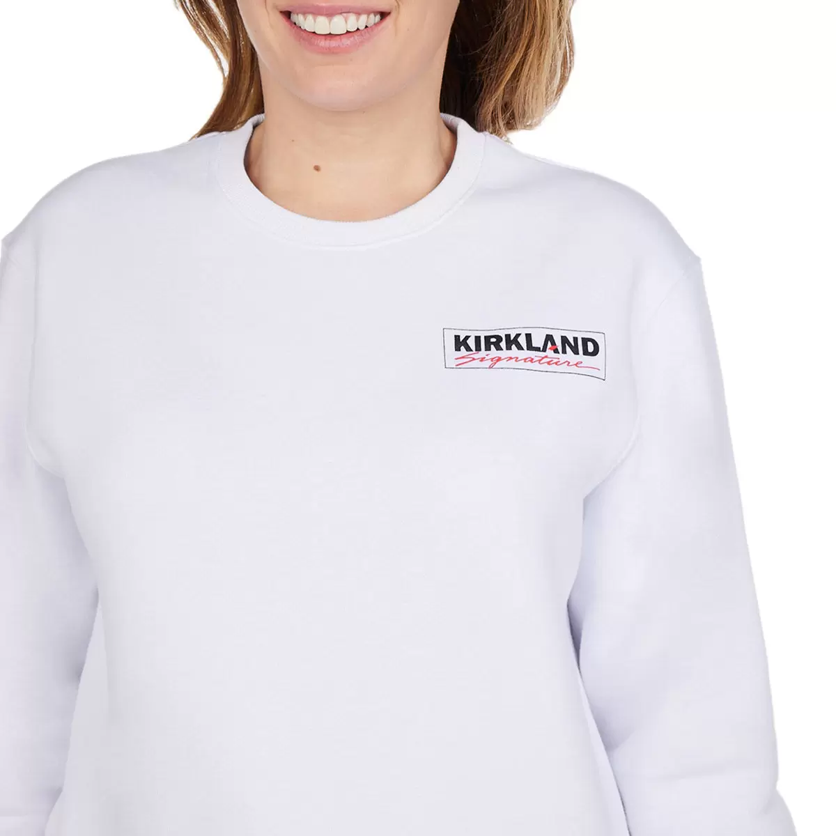 Kirkland Signature 科克蘭 Logo圓領長袖上衣 白 Men's M = Ladies' L