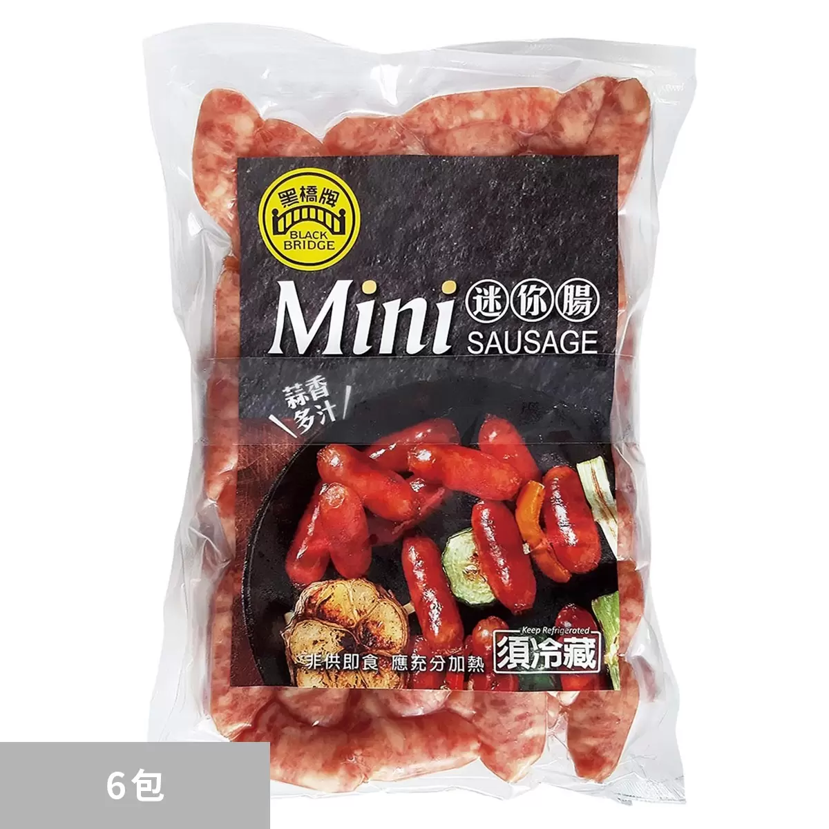 黑橋牌 蒜味迷你腸 500公克 X 2入 X 6包 僅配送至台南市部分區域