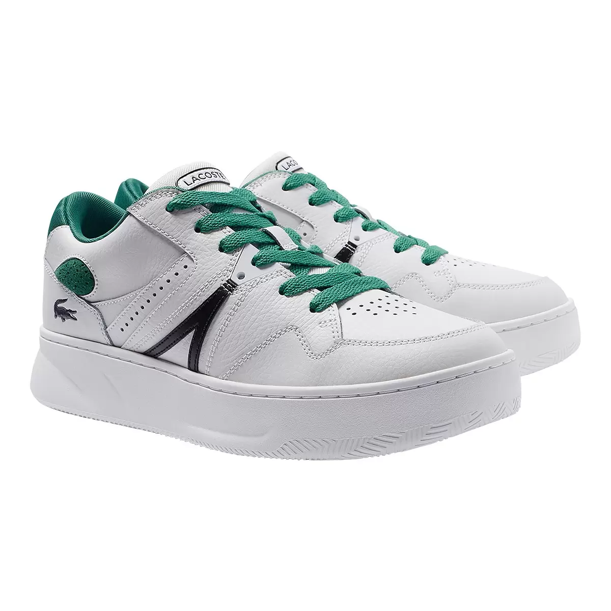 Lacoste 男皮革運動鞋 白綠 UK 8